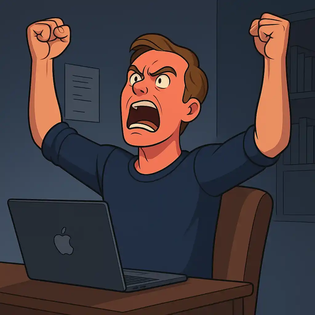Frustrated developer experiencing burnout and stress
