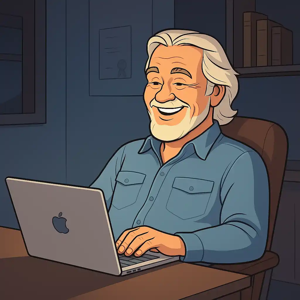 Happy developer enjoying coding with good work-life balance